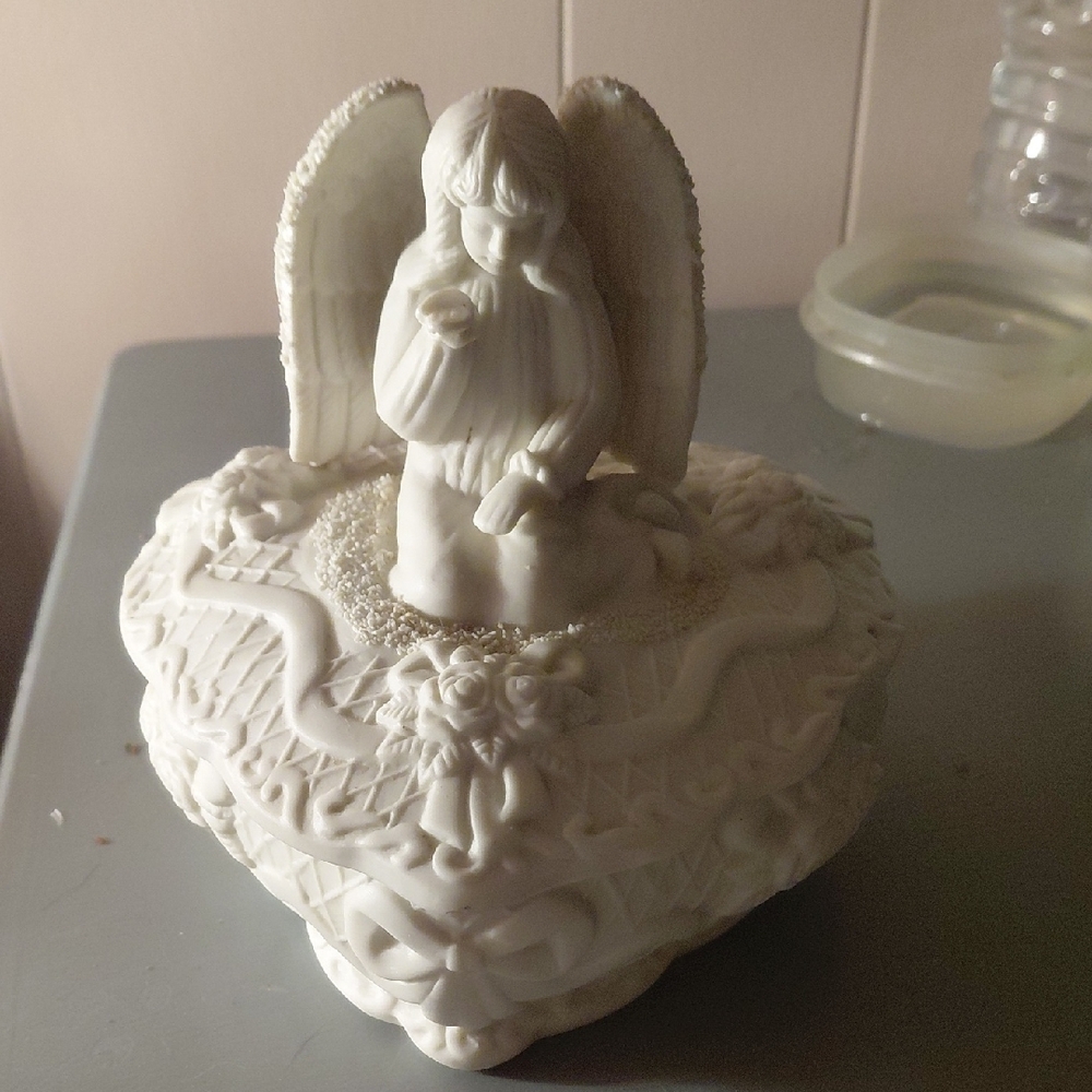 White Angelic Heart-Shaped Sculpture